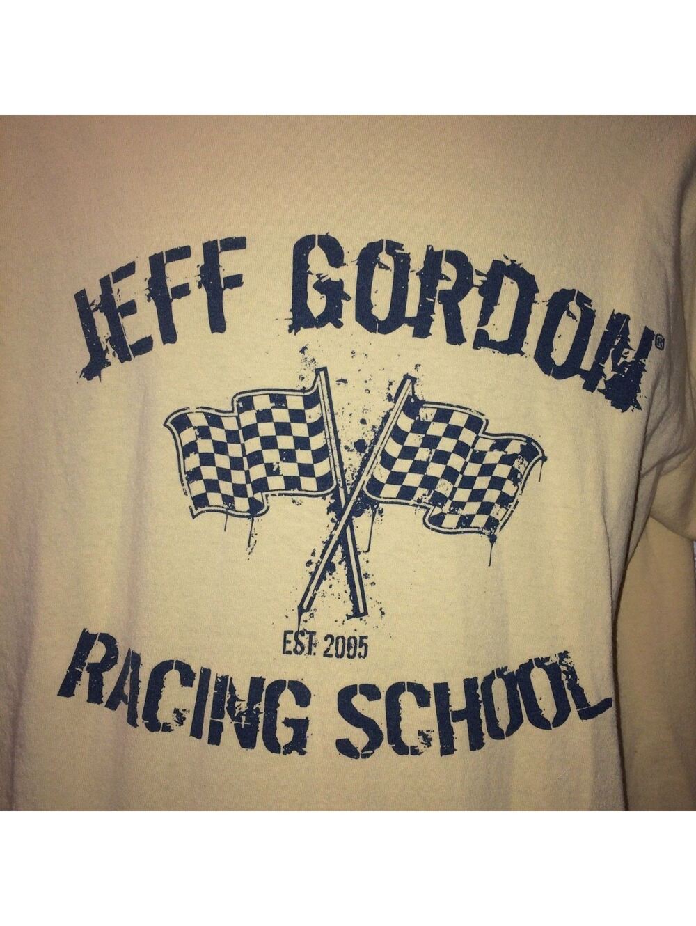 NASCAR Jeff Gordon Racing School Est. 2005 Yellow T Shirt Size Adult Mens Large